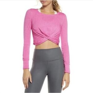 Free People Movement Undertow Crop Tee Size Small Hot Pink Criss Cross Pullover